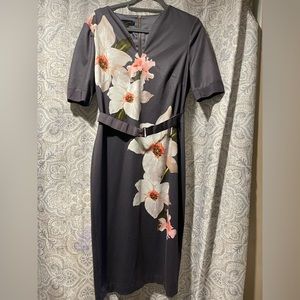 Ted Baker Navy Floral Midi Dress